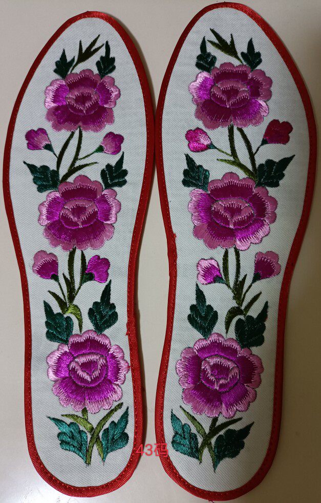 庆阳纯手工绣花鞋垫,精品做工精细,花型漂亮,结婚情侣鞋垫43码