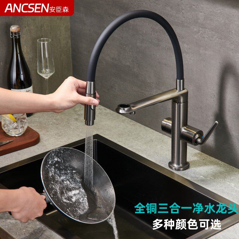 全铜厨房水槽菜盆冷热净水器龙头