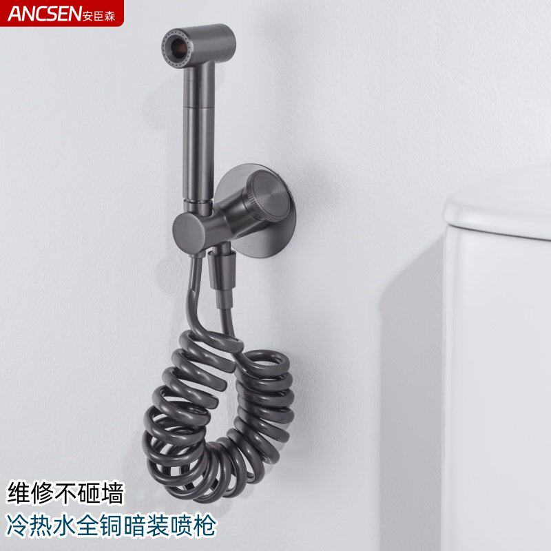 冷热水枪灰色全铜马桶喷枪套装