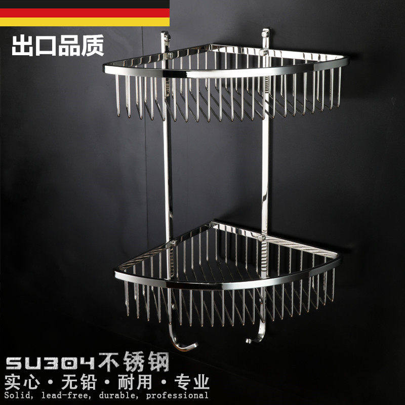 出口德国浴室置物架卫生间沐浴露卫浴双层三角转角架收纳架壁挂