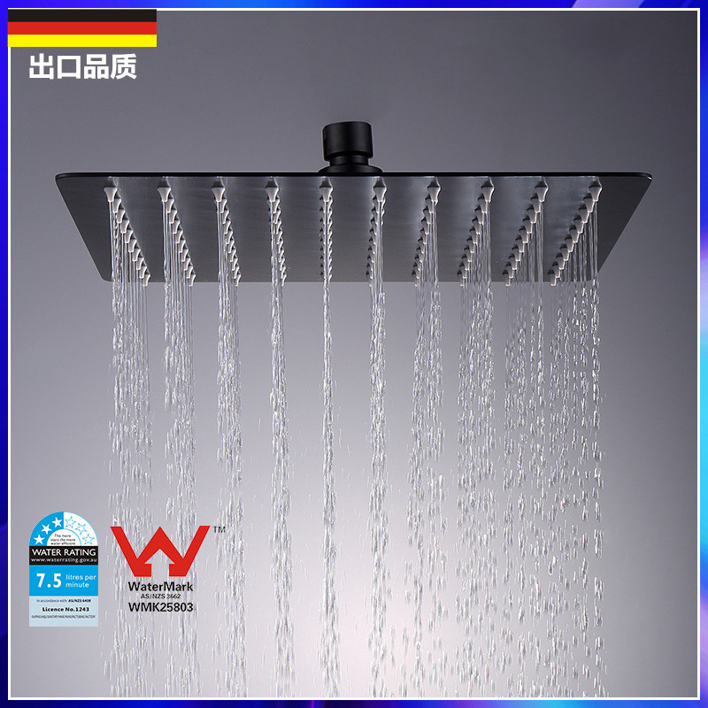 德国黑色方形8/10/12花洒喷头