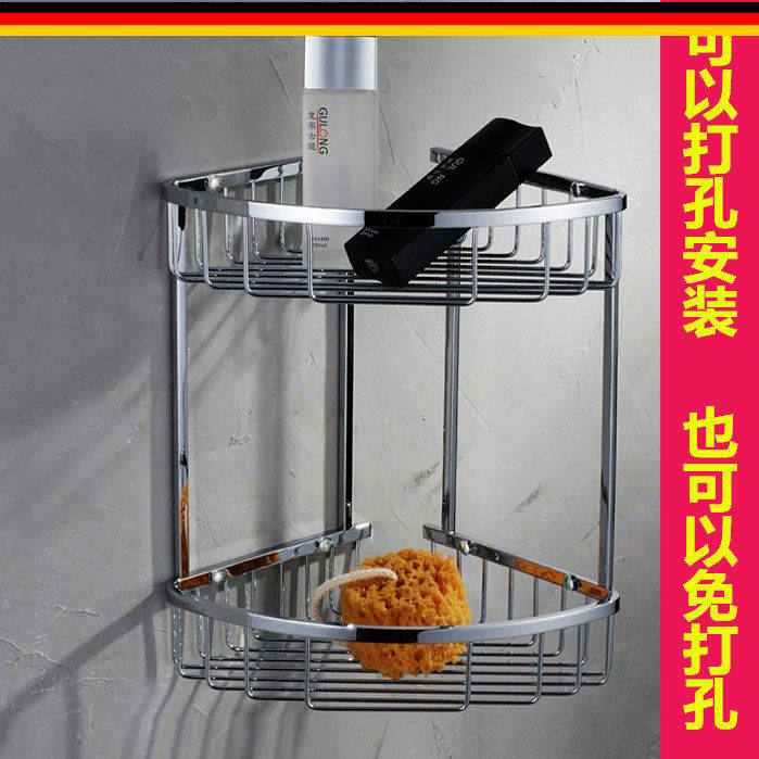 出口德国浴室洗发水双层三角置物篮全铜转角沐浴露置物架五金挂件