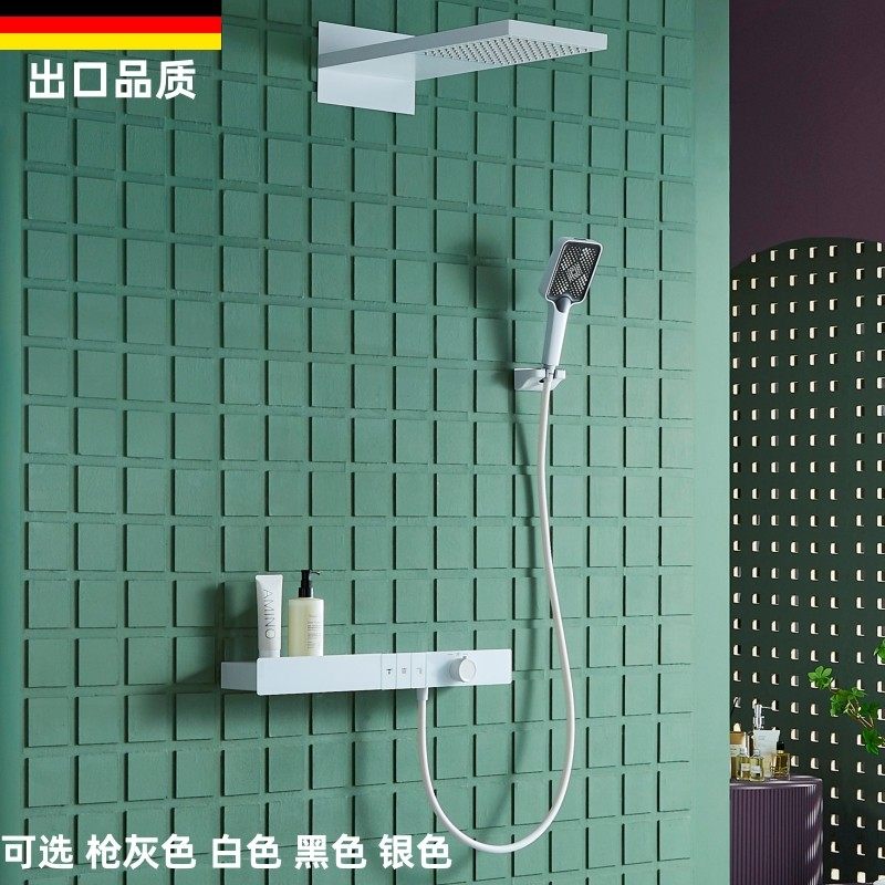 枪灰色浴室暗装恒温花洒套装白色隐藏入墙式增压全铜淋浴器卫生间,家装主材,恒温花洒套装,淘宝优惠券,粉丝福利购,淘宝优惠卷