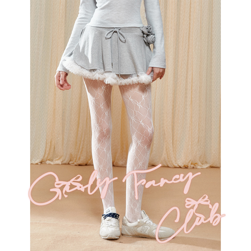 蕾丝网纱拼接a字半身裤裙