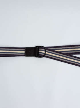 欧美时尚 男士纯棉帆布腰带蓝色条纹休闲 双环扣免孔青年学生裤带