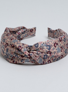 新款出口欧美 优雅气质蓝色花朵印花发带发箍女 时尚百搭发夹头巾