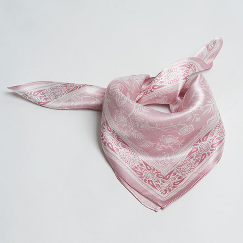 春夏秋粉色印花欧美女真丝小方巾