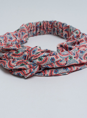 新款欧美气质田园粉色叶子印花发带发箍女春夏秋时尚百搭弹力头巾