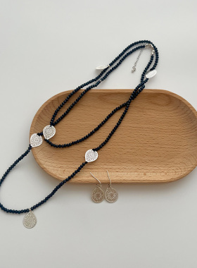 合金亚克力珠链女镂空项链耳钉