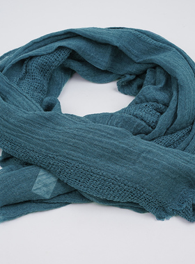 新款出口英国 优雅气质蓝绿围巾女秋冬 百搭羊毛混纺旅游纯色丝巾