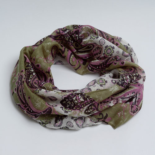 新款优雅绿色腰果花围脖女春秋