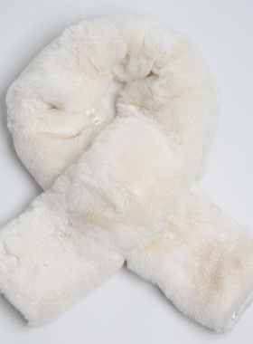 新款白色富贵毛毛围巾 冬季仿皮草懒人交叉时髦贵妇 保暖毛领围脖