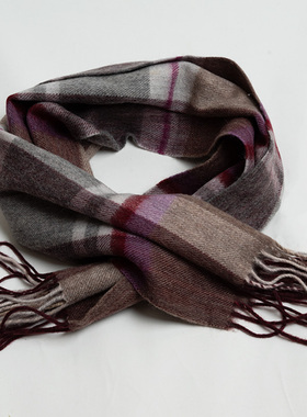 新款出口英国英伦气质咖色羊毛格子围巾男女秋冬百搭保暖围脖披肩