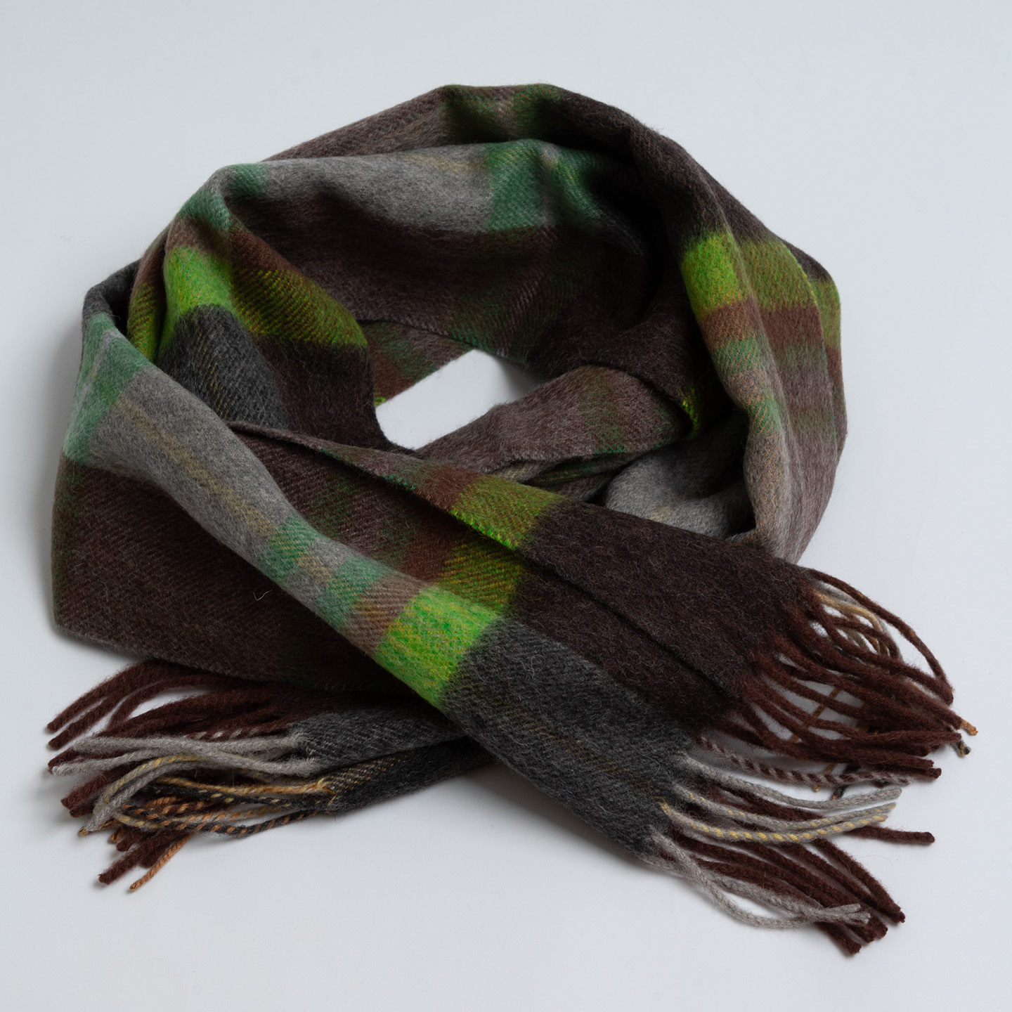 新款欧美时尚咖色羊毛格子围巾冬