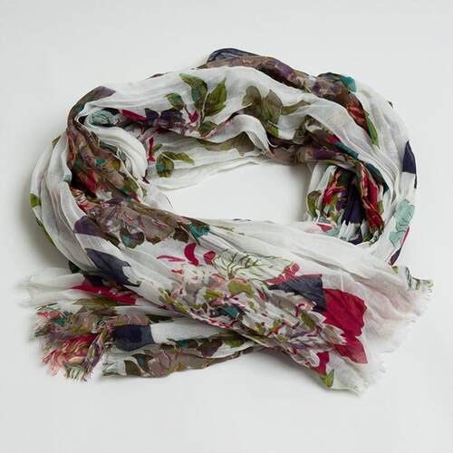 优雅气质花朵印花围巾披肩女春夏