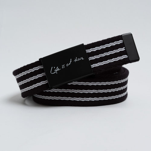 欧美黑色条纹帆布工装免孔腰带潮