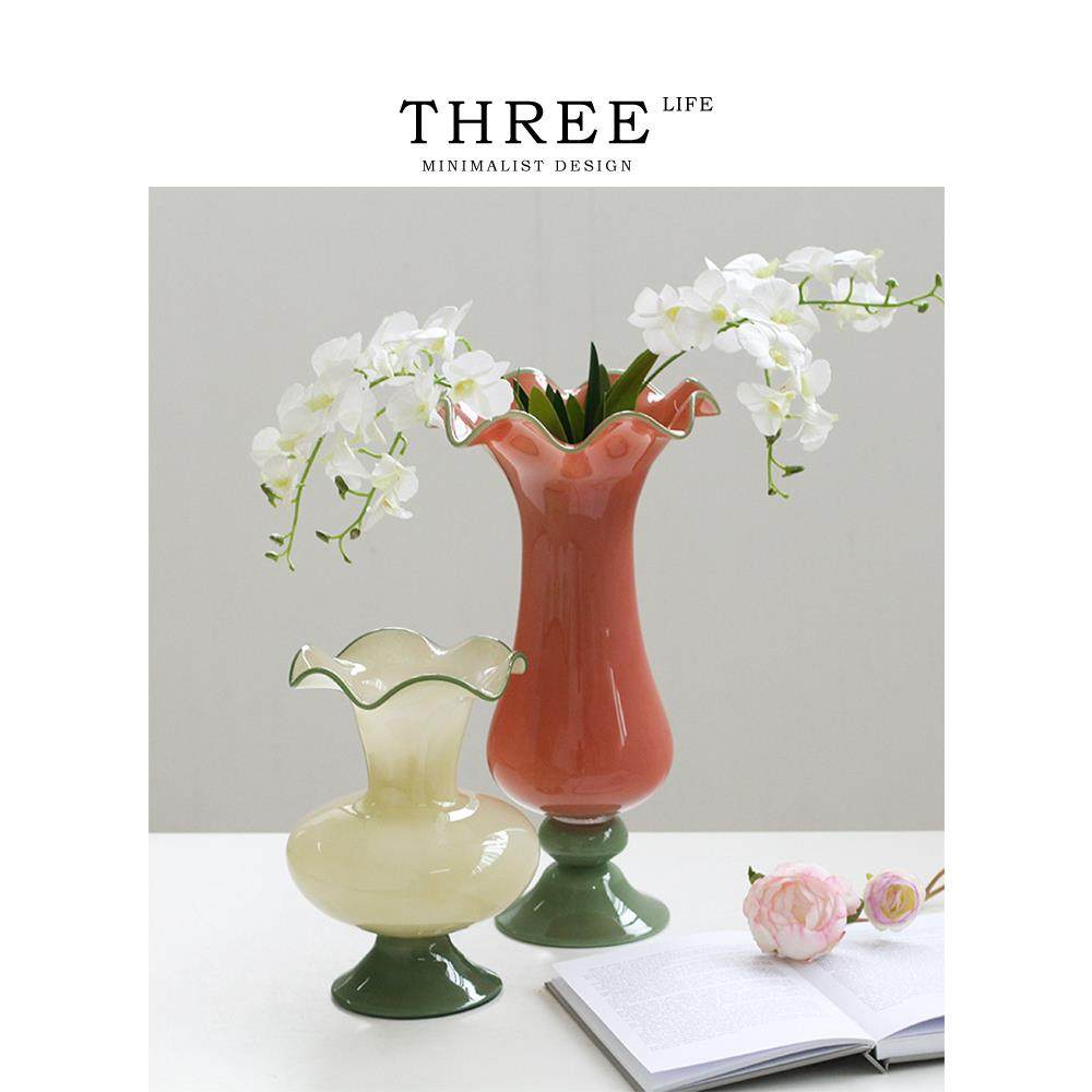 Tlife·Bixuan·花瓶简约中古奶油复古玻璃插花器摆件客厅 | 碧轩