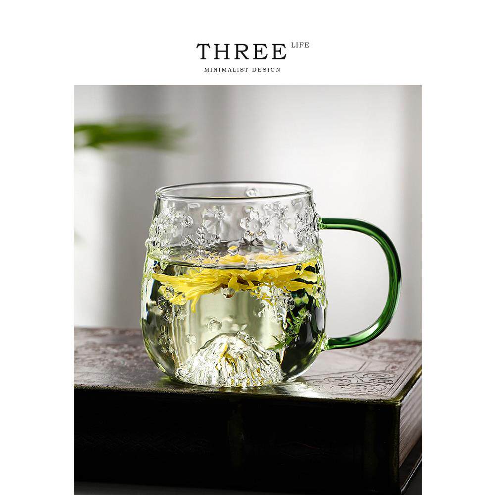 Tlife·Drifting·玻璃水杯耐热高温日式家用带把高档茶杯 | 飘雪