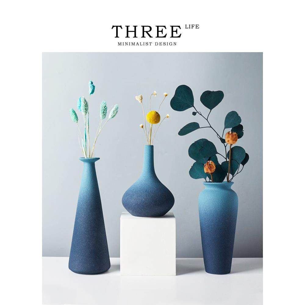 Tlife·Indigo·花瓶陶瓷简约蓝色居家摆件客厅插花器创意 | 蓝彩