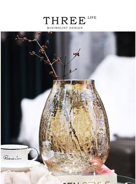 Tlife·Frost·花瓶 创意轻奢裂纹玻璃插花器透明家居摆件 | 冰花