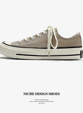 日系冈山经典灰色1970s低帮帆布鞋男女鞋情侣百搭休闲透气滑板鞋