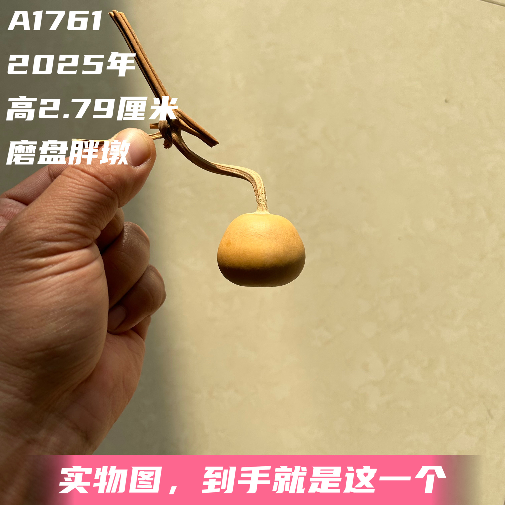 A1761高2.79厘米2025年精品手捻矮桩磨盘梨墩胖墩葫芦