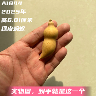 A1844高6.01厘米2025年精品手捻绿皮花叶纹蚂蚁肚葫芦