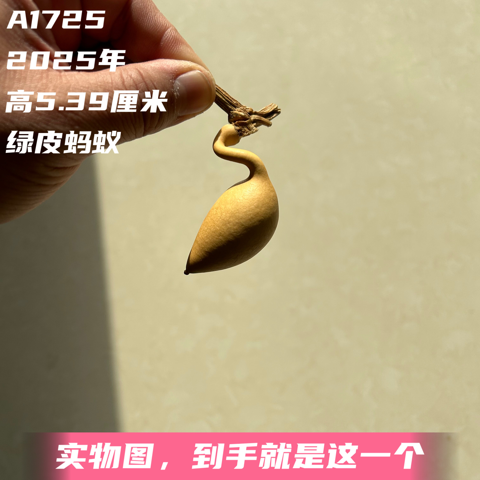 A1725高5.39厘米2025年精品手捻翻嘴小天鹅异形绿皮蚂蚁肚葫芦