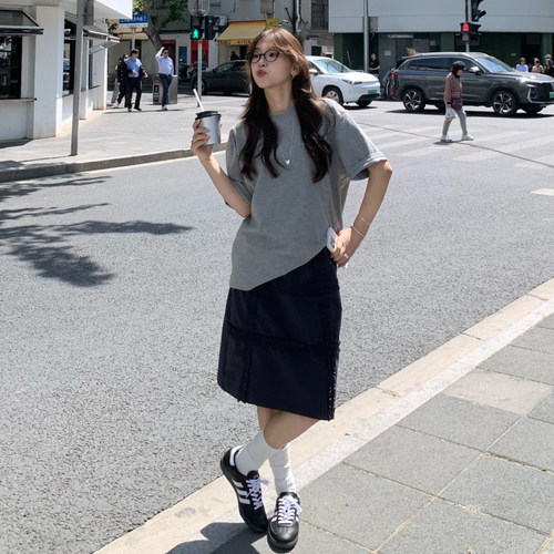 木耳边宽松百搭五分半身裙