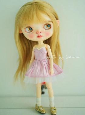 乐茉茉doll新款绸缎抹胸裙Blythe小布娃衣孙冬旭肉肉可穿现货包邮