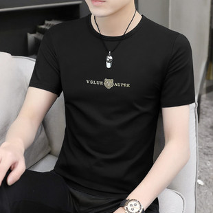 高端圆领黑色印花半袖 品牌莫代尔冰丝短袖 新款 2026夏季 薄 t恤男士