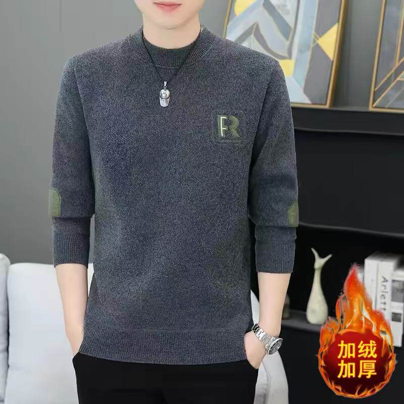 高端冬季男士毛衣圆领加绒