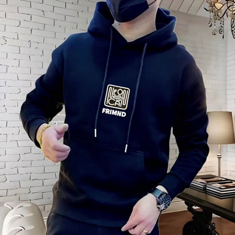 潮牌字母印花连帽修身卫衣男