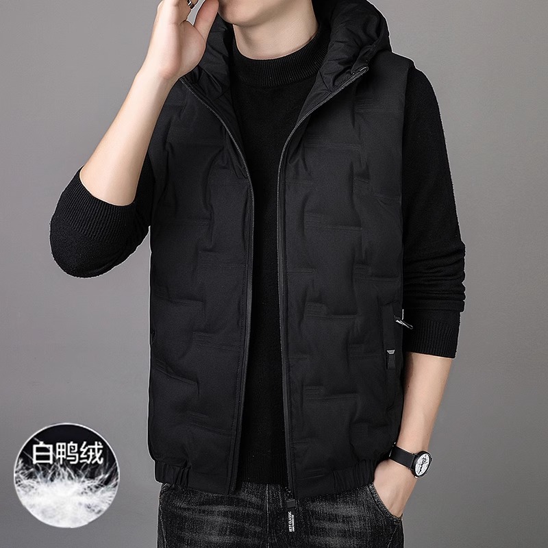 高端连帽羽绒马甲冬季轻薄大码