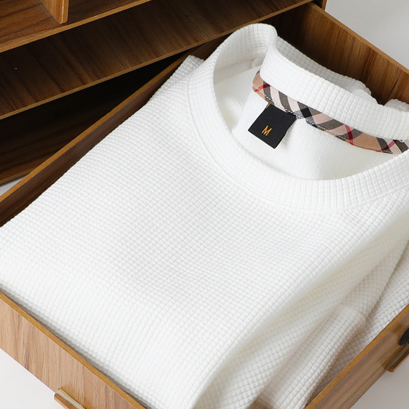 品牌华夫格短袖T恤男夏季新款宽松圆领休闲百搭潮牌白色半袖T恤帅