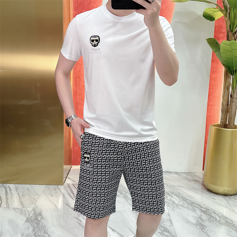 男士冰丝短袖短款运动两件套