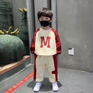 男童字母卫衣两件套装潮流帅气