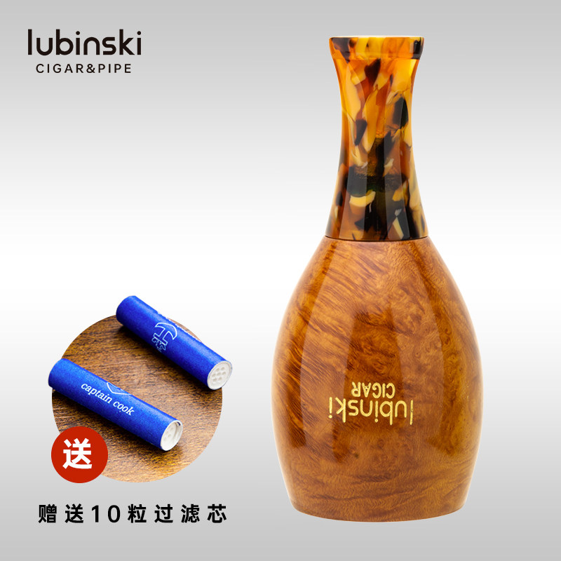 鲁宾斯基雪茄烟嘴石楠木亚克力多环径便携高档过滤咬咀时尚礼盒装