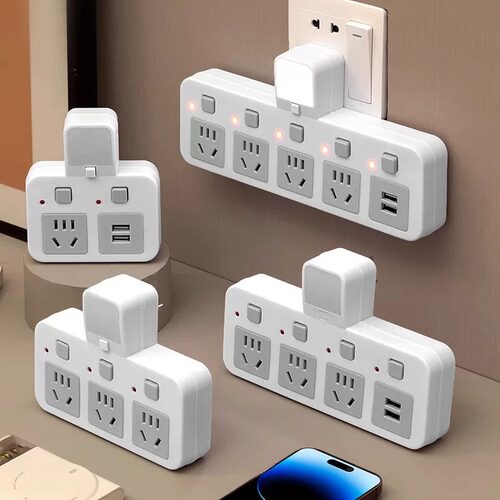 公正牛插座一转多孔转换器usb夜灯独立开关插头排插家用拖接线板