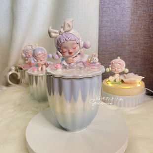 【晚上猫设计】正品泡泡玛特温度自惬意夜光陶瓷杯猫神手作diy