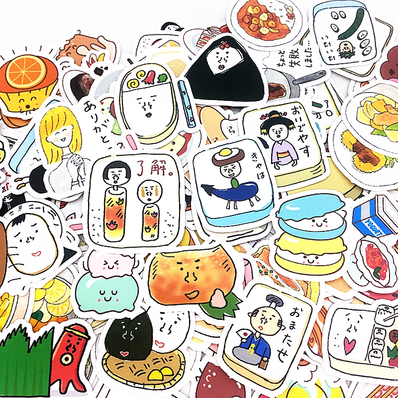 美食手账贴纸日式厨房料理食物卡通贴画零食日记装饰贴171枚包邮
