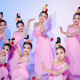 儿童花簪古典舞春三月踏浪舞蹈服中国风少儿群舞中国舞芒种演出服