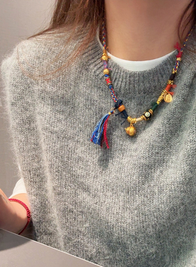 夫人手作 原创设计【云落秋】手工项链编绳藏式民族风复古项链