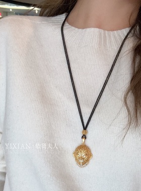 夫人手作  黑神话悟空满钻猴男女可调节黑绳长款项链毛衣链女