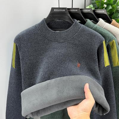 一体绒半高领毛衣男加厚
