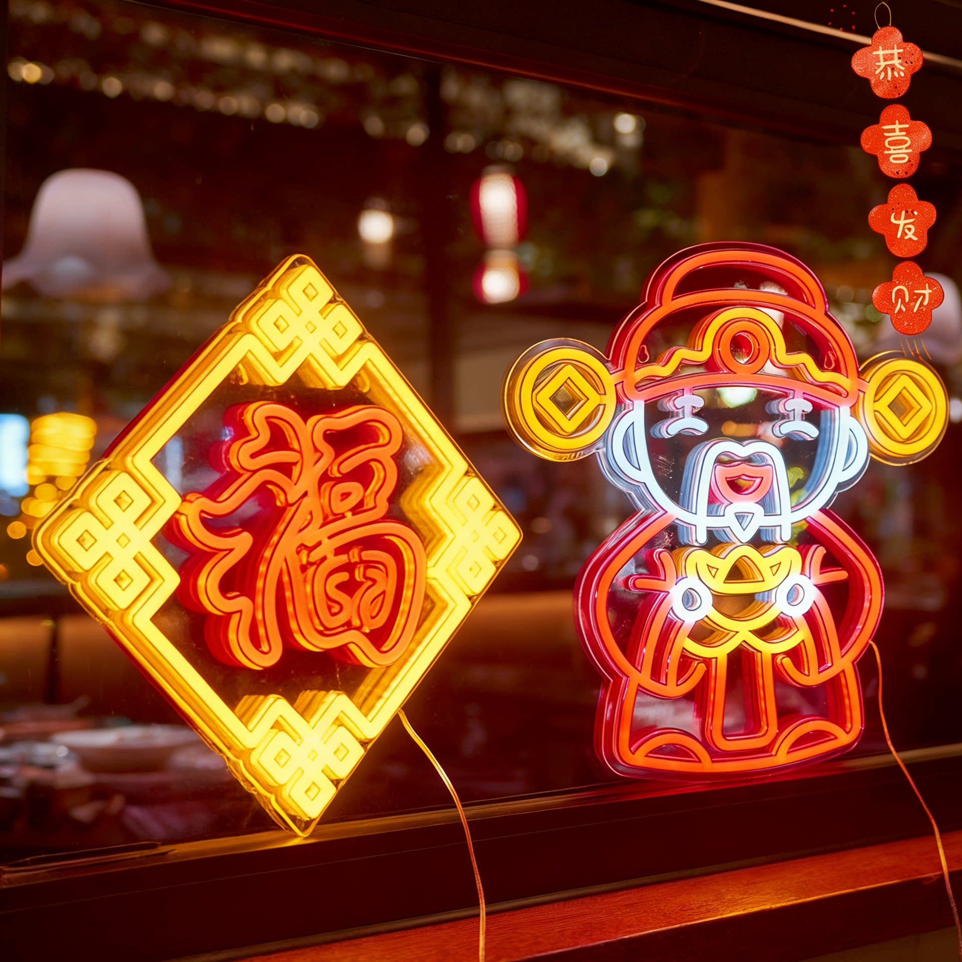2026新年爆款LED财神爷霓虹灯装饰灯圣诞节春节派对墙壁艺术灯具