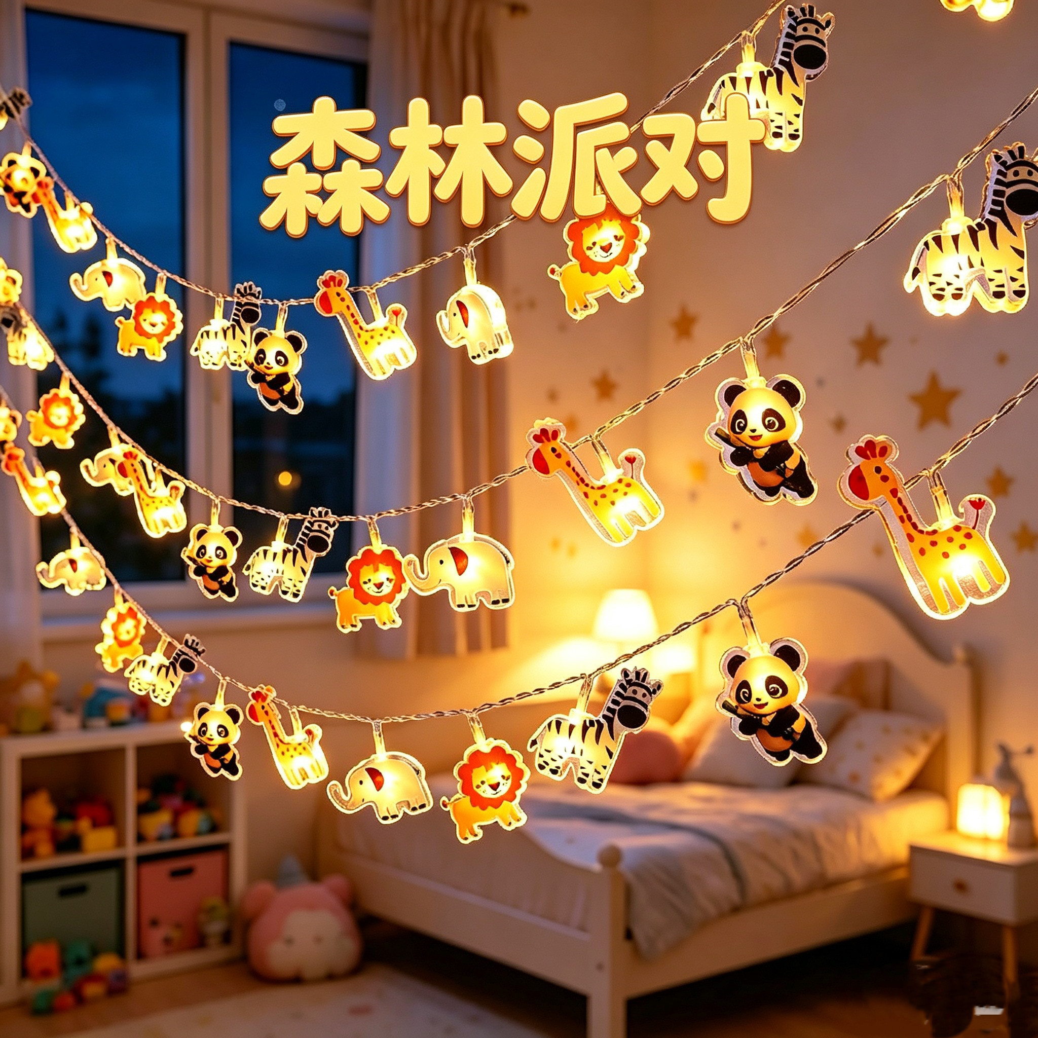 LED亚克力动物小彩灯串儿童房