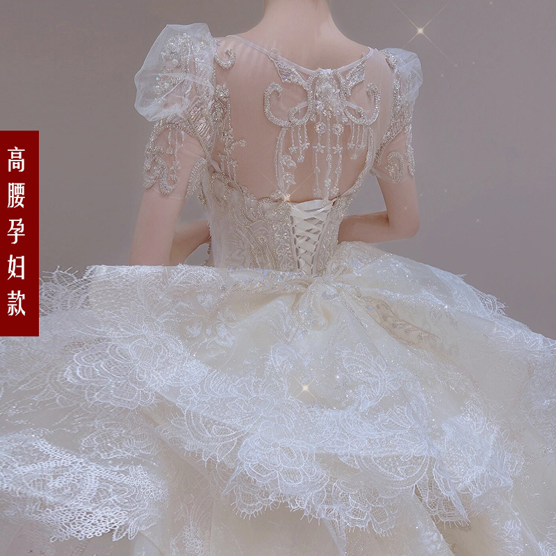  Pregnant women's white trailer (unprovable part of a single wedding dress)+XXL   + $15.71 