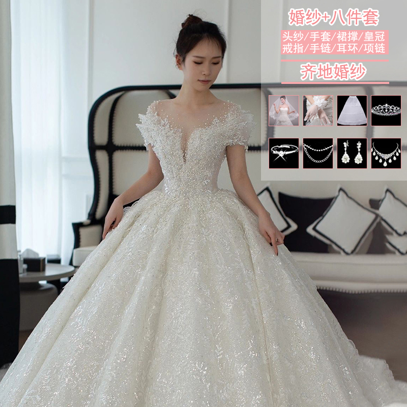  White land model (wedding dress+eight -piece set)+XXXXL   + $9.42 