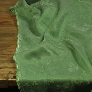 瓦娜家原创新款重磅铜氨丝布料暗提花效果连衣裙袍子裤子面料绿色